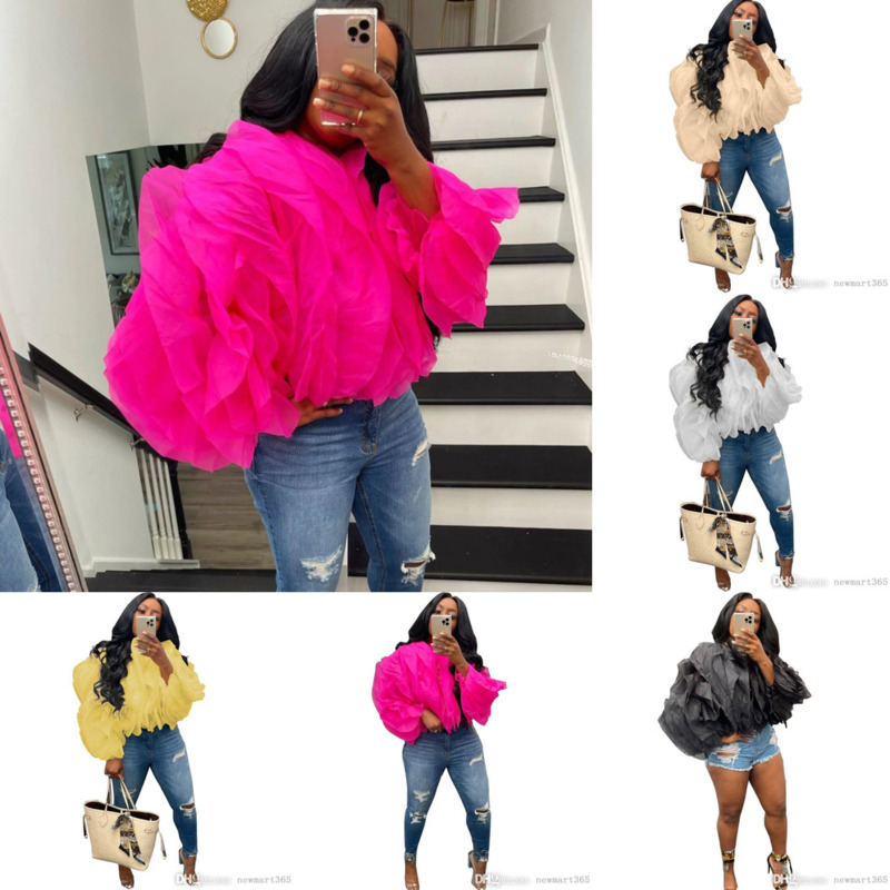 

Dresses Plus Size 3xl 4xl  Women Designer Tops Explosion Layered Fluffy Petal Chiffon Long Sleeve Fashion Clothing, Pink