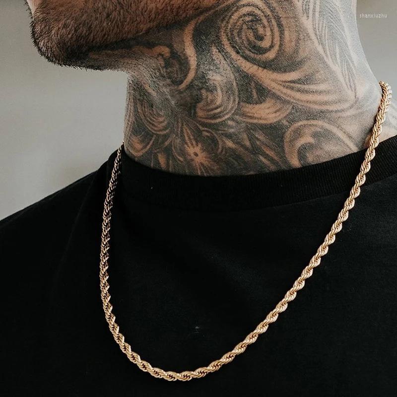 

Chains Vintage Punk Twist Chain Necklace For Men Women Cuban Hip Hop Gold Color Metal Long Link Jewelry Collar
