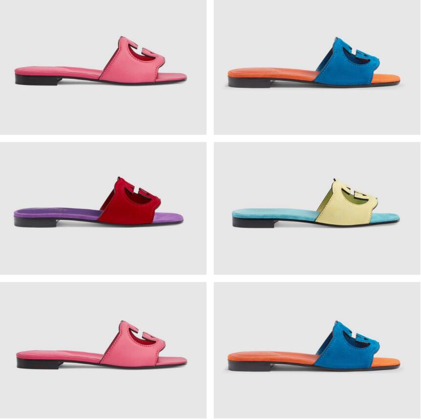 

2021 slipper Luxury designer leather ladies sandals summer flat shoes fashion beach women slippers letter drag 35-42