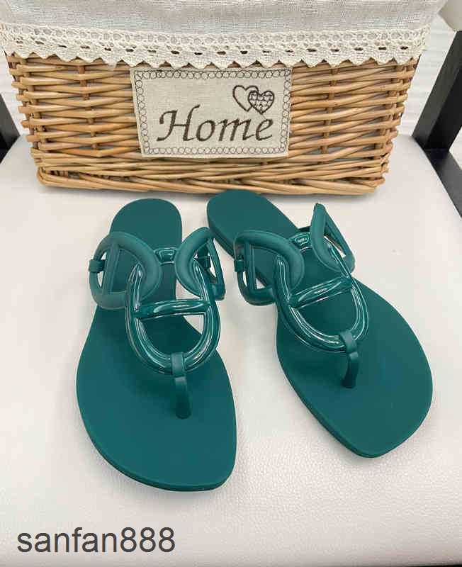 

Original Designer Hemres Slippers H family 2023 new Luxury erme summer pig nose jelly shoes herringbone sandals women's Beach casua QU6F With logo ULEM, Green