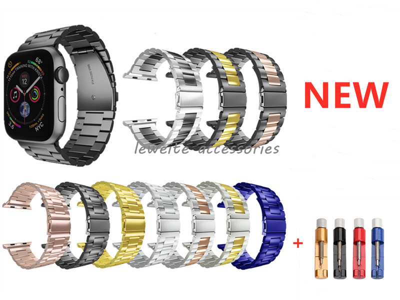 

45mm 41mm Fashion Metal Bracelet Stainless Steel Strap For iWatch Series 8 7 6 5 4 3 2 Watchbands Apple Watch 49mm/44mm/40mm 42/38mm Band with Removal Tool Kit