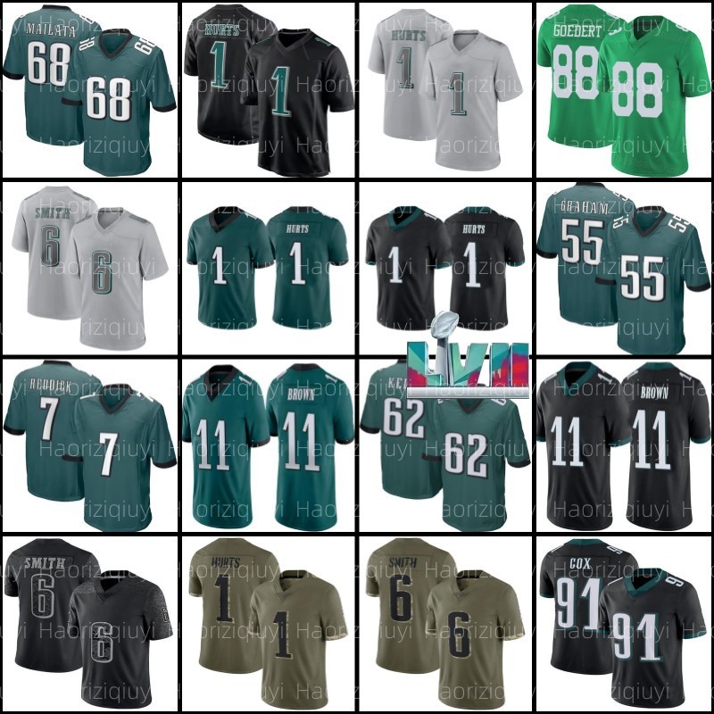

Jalen Hurts Jersey Football Philadelphias Eaglees AJ Brown DeVonta Smith Miles Sanders Mailata Goedert Jerseys Jason Kelce Darius Slay Fletcher Cox Reddick, Women jersey