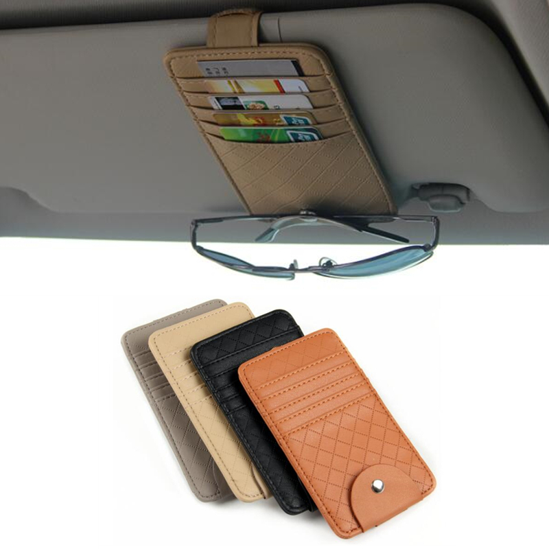 New Car Leather Sunshade Glasses Frame Ticket Organizer Wallet Credit Card Holder Car Interior Accessories-image-847118440