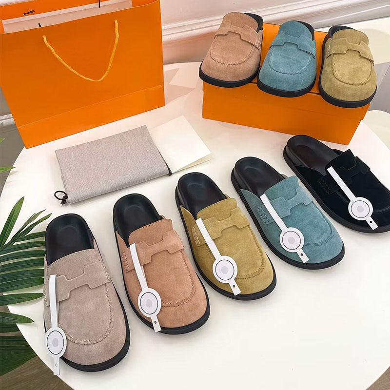 

2023 Classic Designer Women Chypre Sandals Genuine Leather Suede Shoes Flat Sandal Bottom Marine Slipper Size 35-40, Colour 5