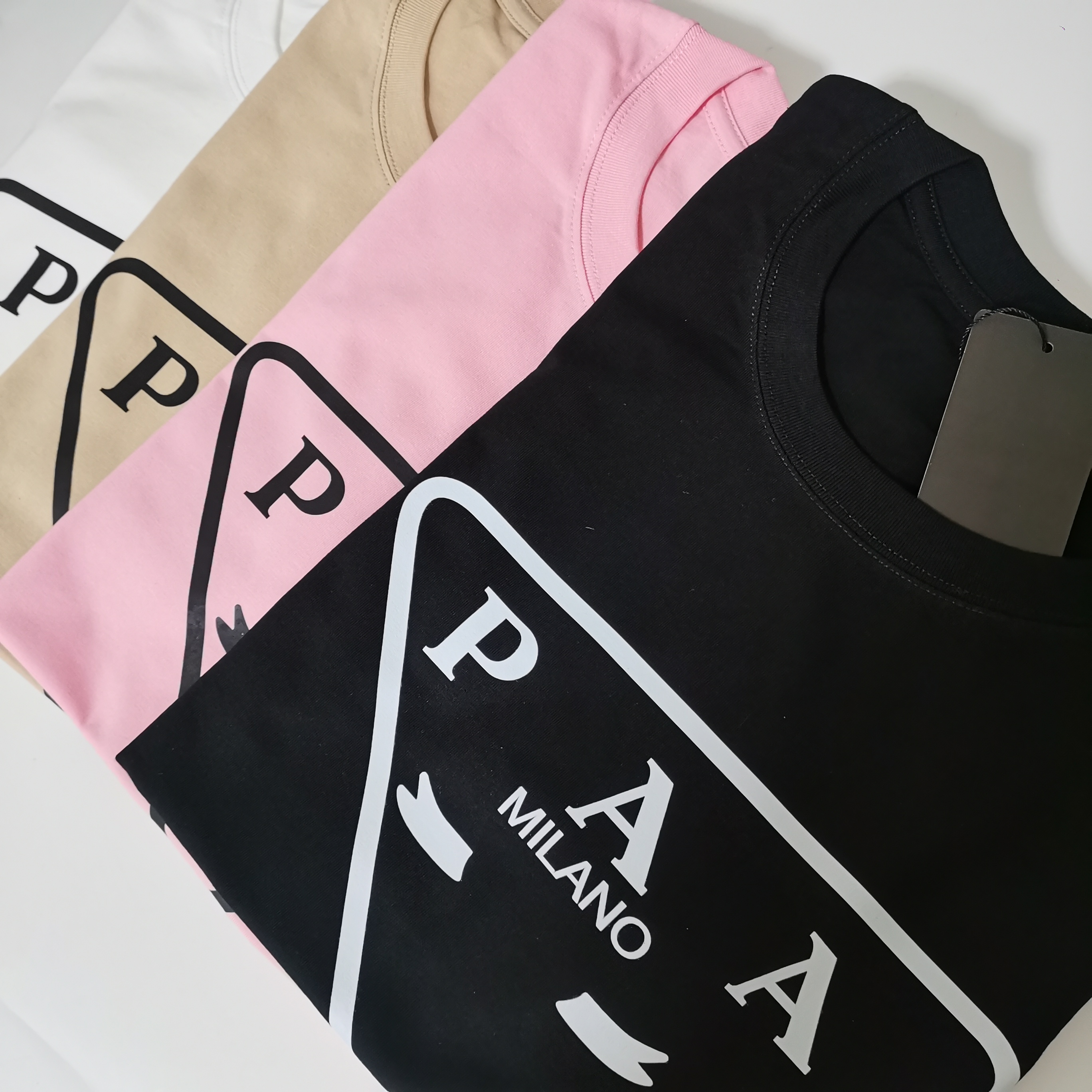 

Italy PAA brand Fashion cotton blend T Shirt Mens woman Clothing funny letter Printing patchwork color Casual jumper triangle Graphic sleeves jersey Tee Dress Tops, Paa2