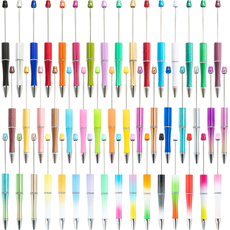 

DIY Beaded Ballpoint Pens Plastic Rotary Ball Pen School Office Supplies, As shown