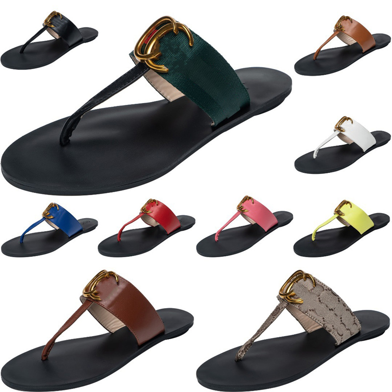 

Designer Slides Metal buckle Slide Sandals 9 colors Flip Flops Slippers For Women Casual Beach Walk Slippers Fashion Tory Low heel Flat slipper Shoes G