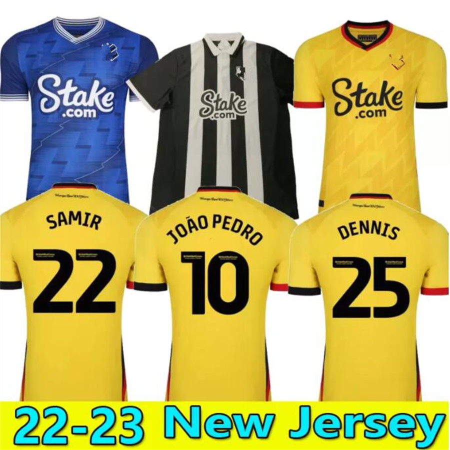 

22/23 Watford t shirt home and away kit Manay Pedro Davis short sleeve football kit, Home court2