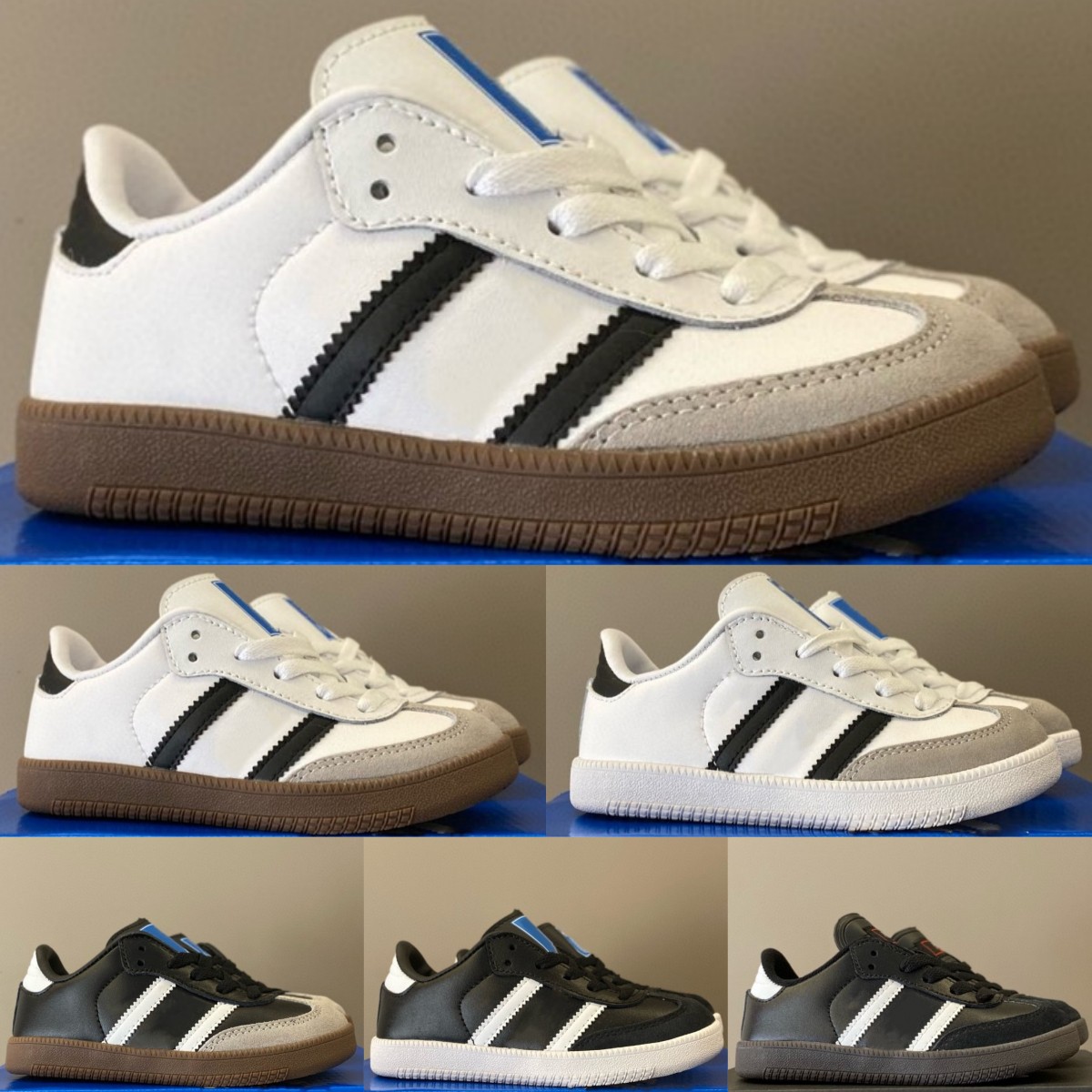 

Kids Shoes Casual Sambas Running Boys Sneakers Vegans Gazelles Children Youth Big Kid Shoe Toddlers Preshcool Runner Trainers Black White Girls Sneaker size 24-35