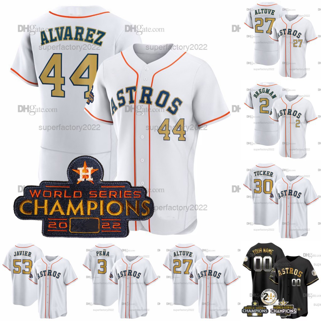 

Youth Astros 2023 Gold Collection Jersey Yordan Alvarez Kyle Tucker Jeremy Pena Alex Bregman Jose Abreu Martin Maldonado Cristian Javier Ryan Pressly Jose Urquidy, Flexbase 2022 city connect jersey