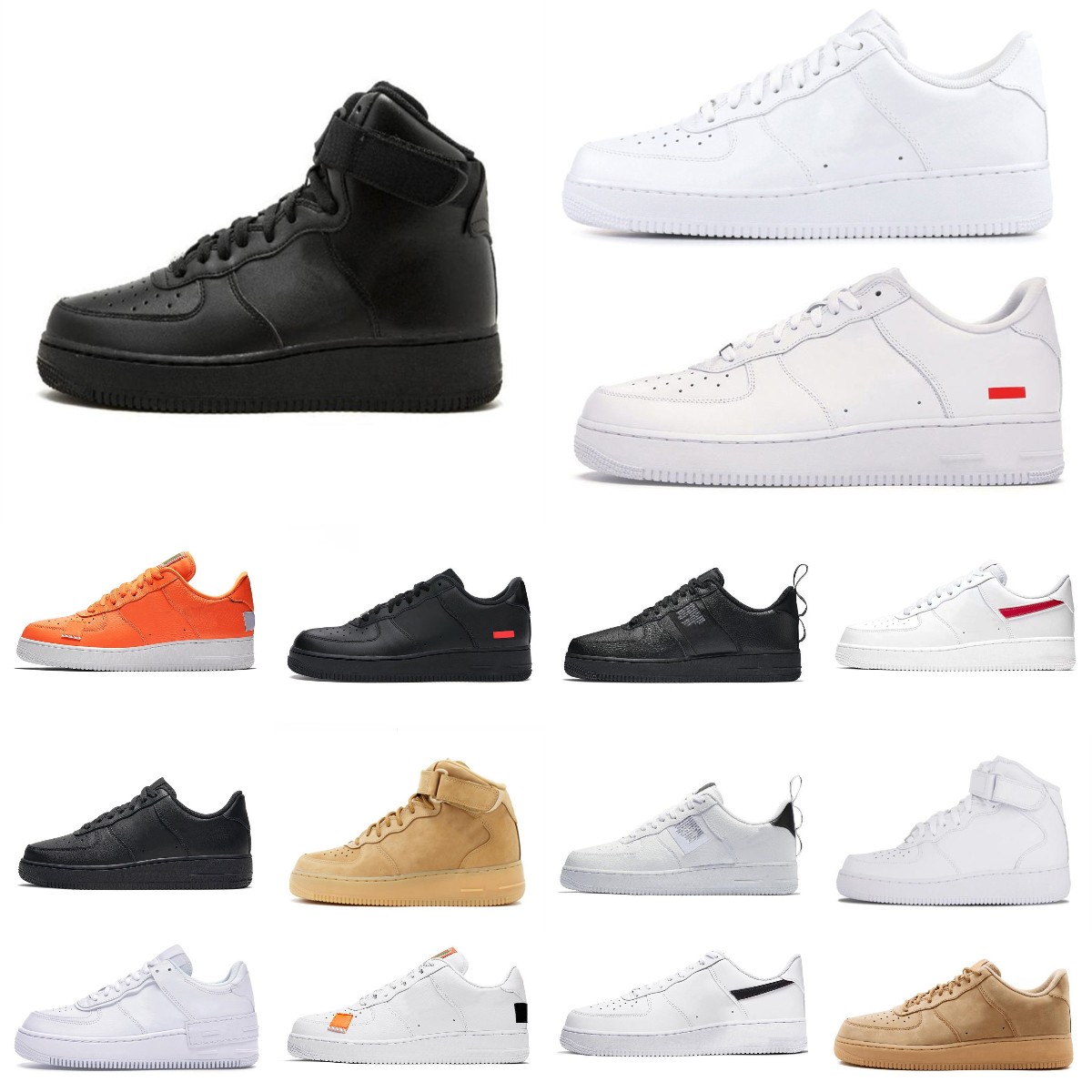 

2023 Classic FORCES Low RunninG Shoes Mens Women Air Airforce One Unisex 1 Knit Euro Max High Women All White Black Red Skateboards Skate, Box