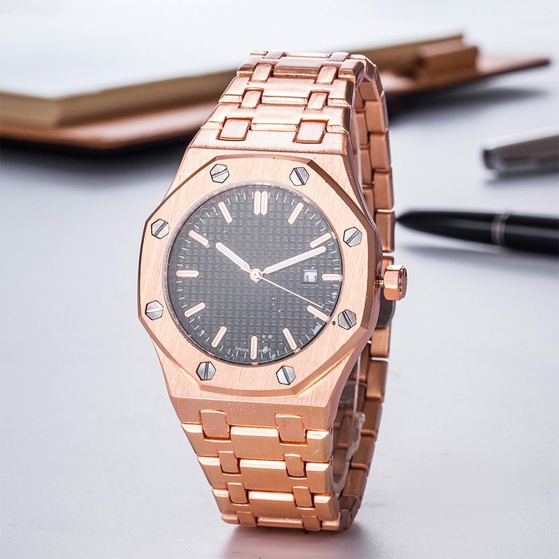 

Crime Premium Mens Rose gold Wristwatch 41mm Quartz Movement Male Time Clock Watch Fulll Stainless Steel Band Sapphire Glass relogio masculino Wristwatch