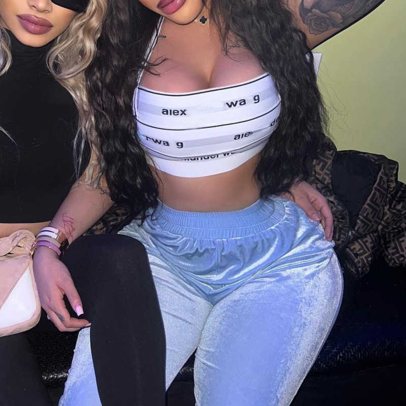 

Summer ladies vest designer tank top diesel shirt Aw letter printing bandage sexy camisole, White4