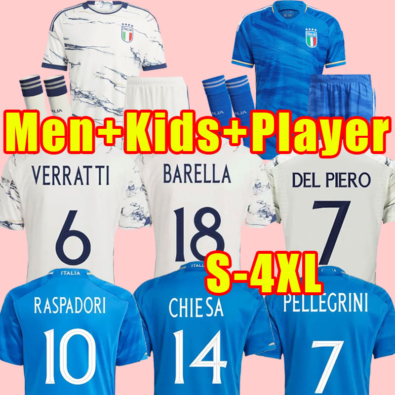

Italia BONUCCI Soccer Jerseys JORGINHO INSIGNE VERRATTI HIESA BARELLA SPINAZZOLA CHIELLINI ItalyS 2023 2024 men kids kit football shirt fans player version 3xl 4xl, Away