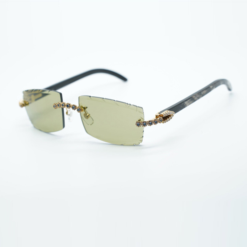 Blue Bouquet diamond eyewear frames 3524031 buffs sunglasses with black textured buffalo horn legs and 57mm cut lens-image-852689291