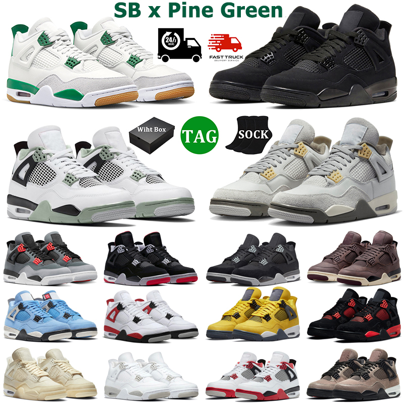 

pine green 4 basketball shoes for men women 4s outdoor Military Black Cat Photon Dust Red Thunder sb dunks mens sports sneakers with box freeshipping, (9)
