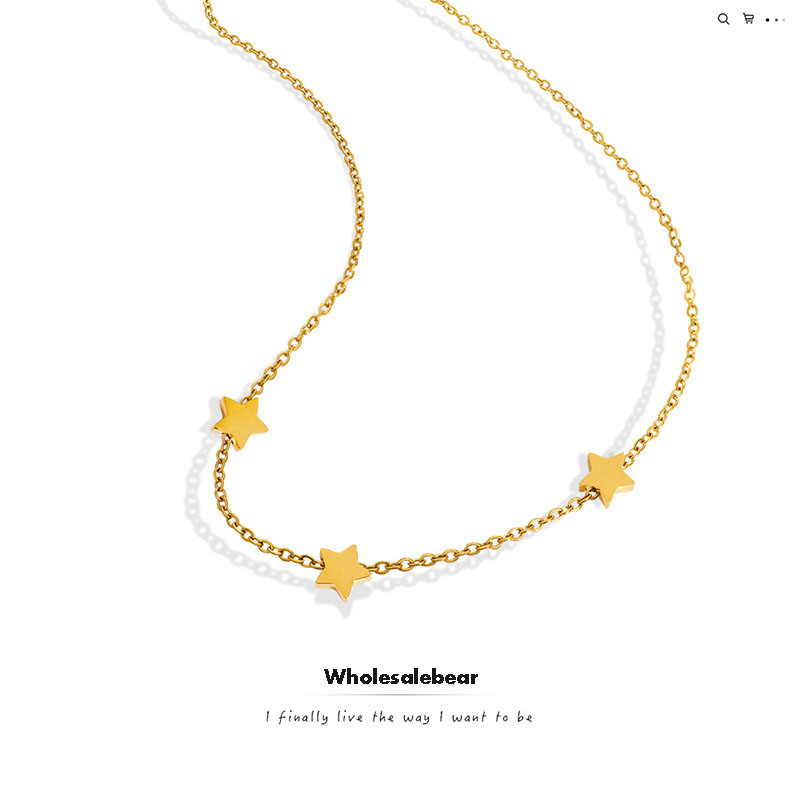 Women Geometric Star charms Pendant Necklace Steel Plated 18k Gold Hip Hop Jewelry gold silver rose golds
