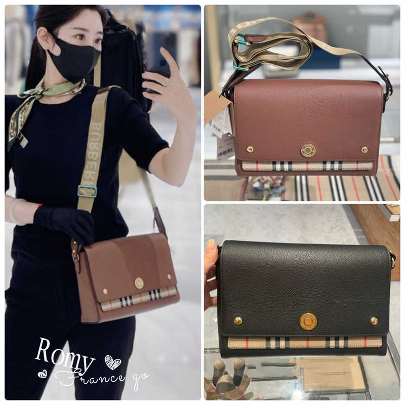 

Designer Luxury Burbrerity Bags Women's Bag Note Bag Plaid Leather Letter Shoulder Crossbody Handbag, Khaki black