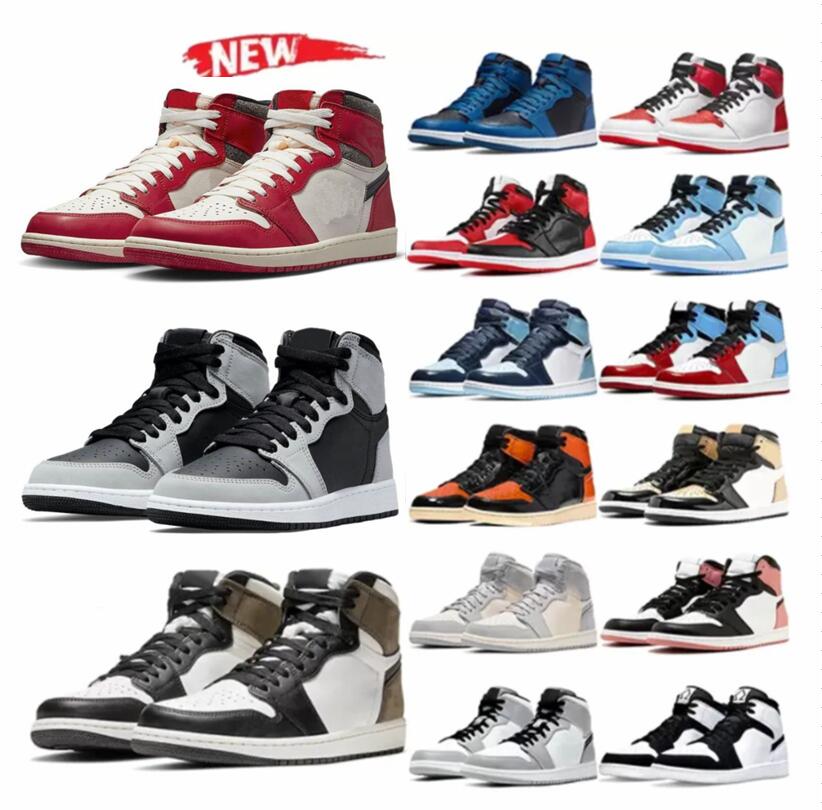 

OG men women 1s Basketball Shoes Chicago Lost Found shadow 2.0 Stage Haze Diamond Dark Mocha Patent Bred Panda University Blue jumpman 1 retro mens trainer, Color6