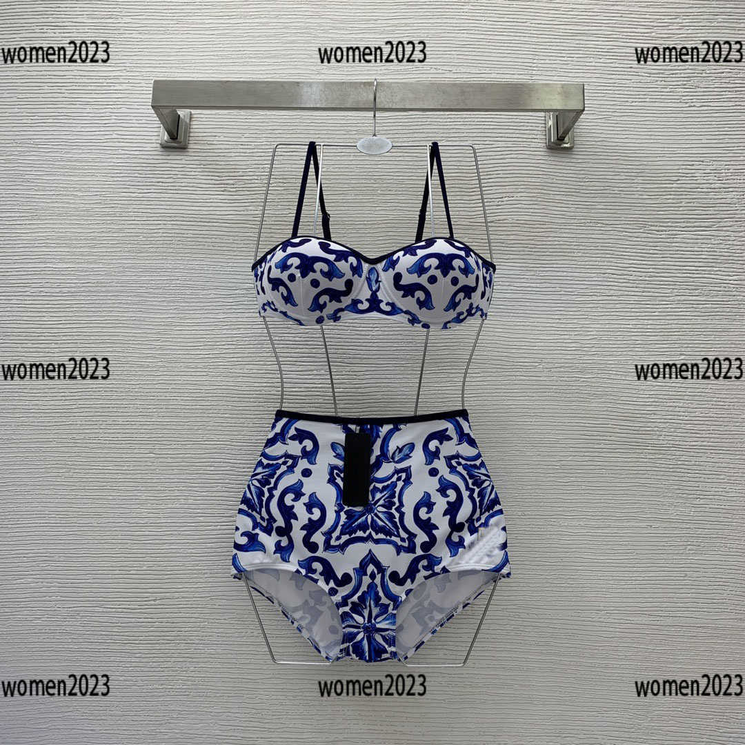 

luxury womens designer clothing Blue and white porcelain printing bikini swimsuits swimwear Free shipping Size -XL New arrival, Multi