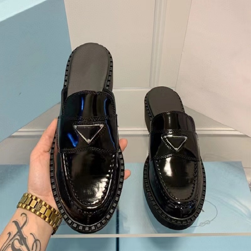 

Women's Moccasins Leather Slippers Classic Style School Outdoor Leather Round Head Solid Color Shoes With Box