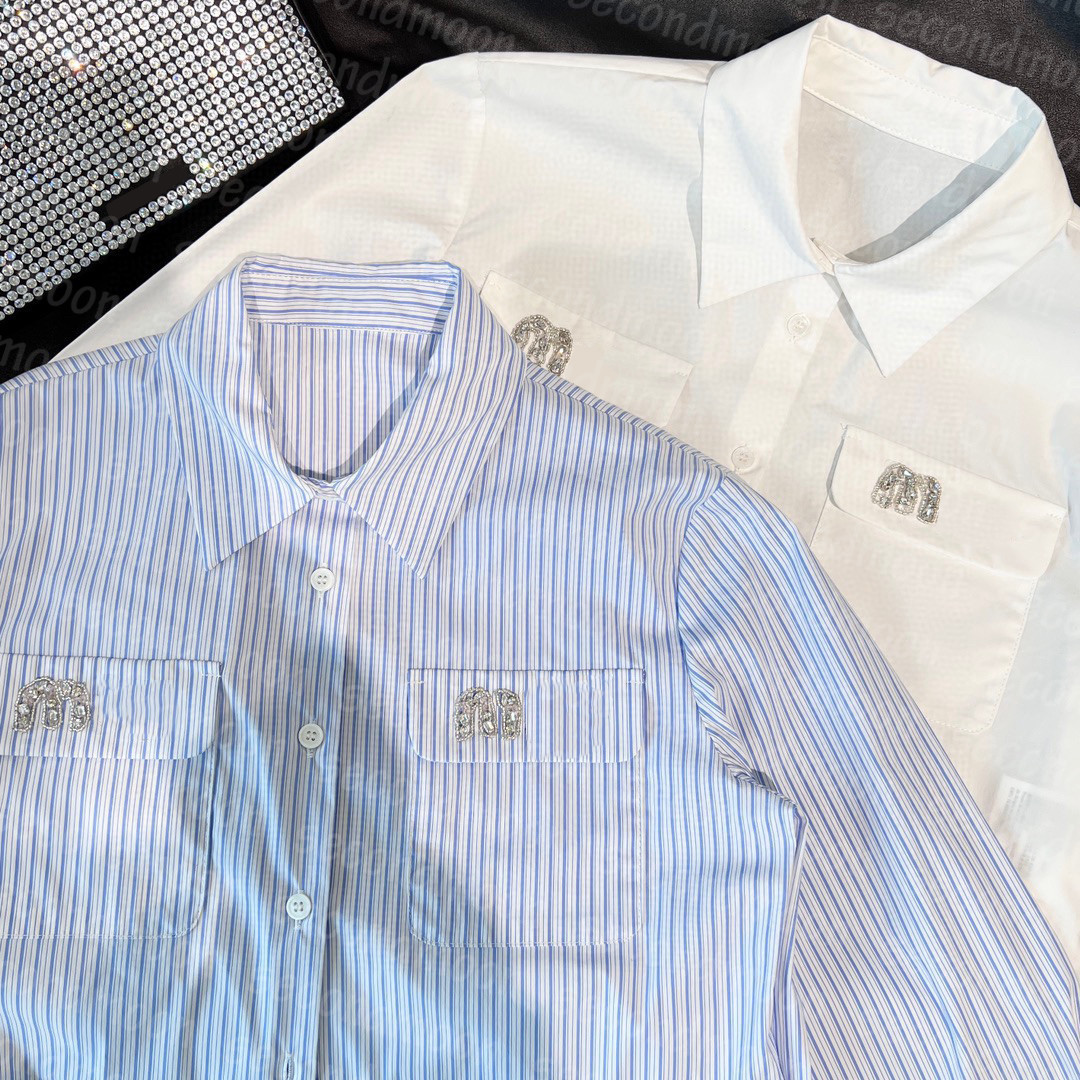 

Rhinestone Letter T Shirt Fashion Stripe Tees Women Spring Summer Tee Casual Breathable T Shirts, White