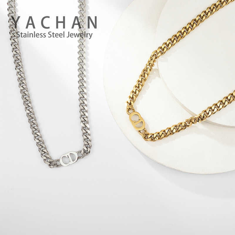 

Pendant Necklaces Strands Strings CD Cuba Necklace live broadcast sense simple style lasting color preserving jewelry niche design clavicle chain