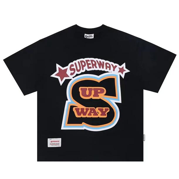 

T Shirt Men's Plus Tees Women Quality Casual Streetwear T-shirt foam printed round neck short sleeve shirt, Black