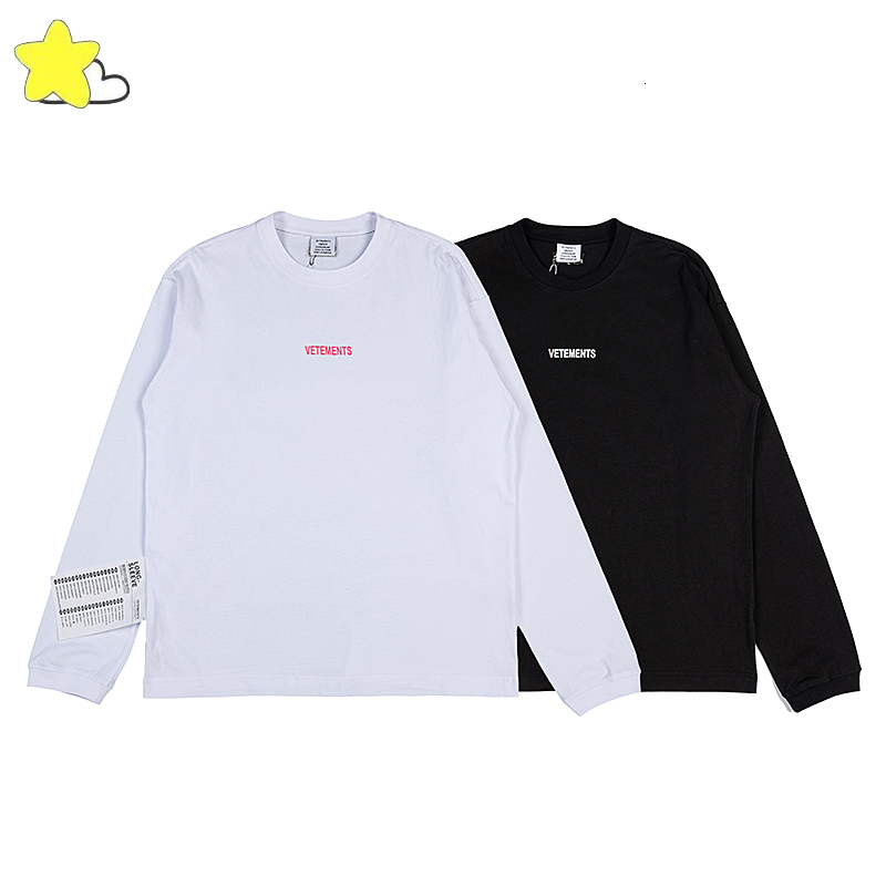 

Men s T Shirts Large Label Vetements T shirts Men Women High Quality Simple Top Tees Letter Print White Black VTM Long Sleeve 230321