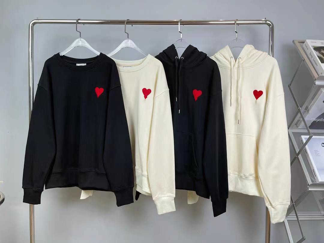 

Hoodie Male and Female Designers Amis Paris Hooded Highs Quality Sweater Embroidered Red Love Spring Round Neck Jumper Couple Sweatshirts