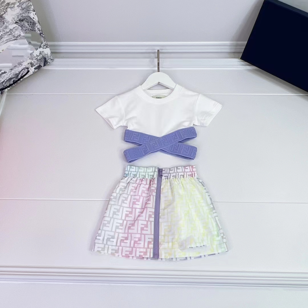 

girl dress clothe pink color designer kid summer fashion flower wedding dresses clothes set wholesale t-shirt and skirt 110-160 cm