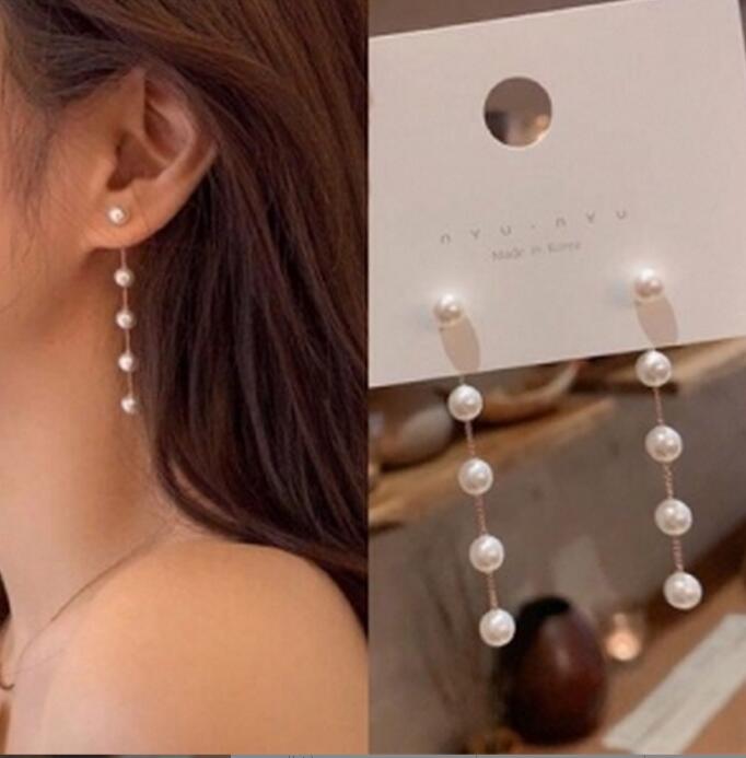 Classic Luxury New Popular Earrings Classic Style Temperament Pearl Long Style Stud Earrings Beautiful Earrings Women Wedding Jewelry Earrings Hi-image-852585425