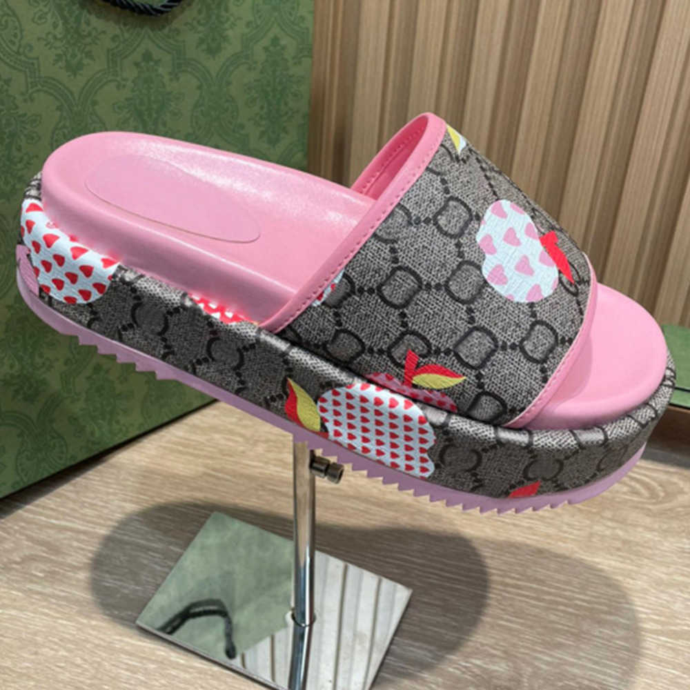 

2023 Fashion Women Platform Slides Pink Canvas Wide Strap Gear Bottoms Non-Slip Flip Flops Outdoor Summer Beach Slippers NO298A, 14