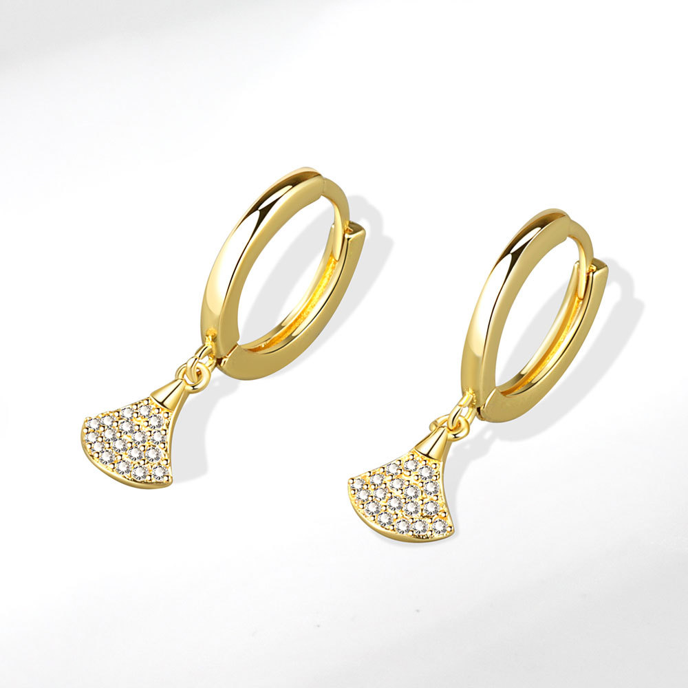 

Earrings Personality Trend Micro Inlaid With Fan-shaped Exquisite Earrings Simple