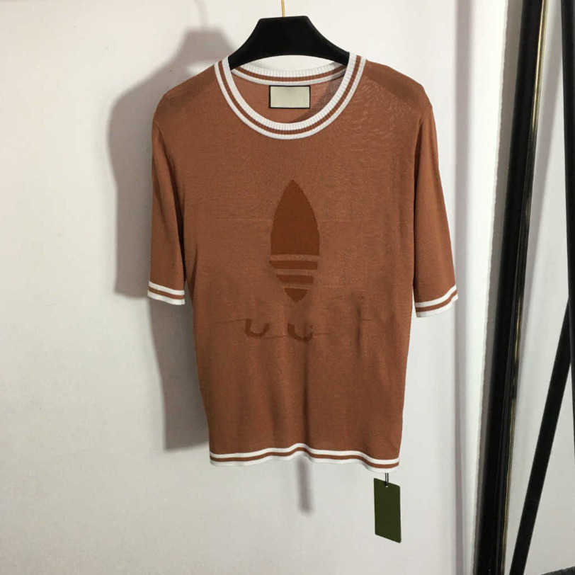 

23ss designer knit Short sleeve women brand Co-branded new Chest letter logo short sleeve knitted shirt T-shirt top High quality womens clothes a1