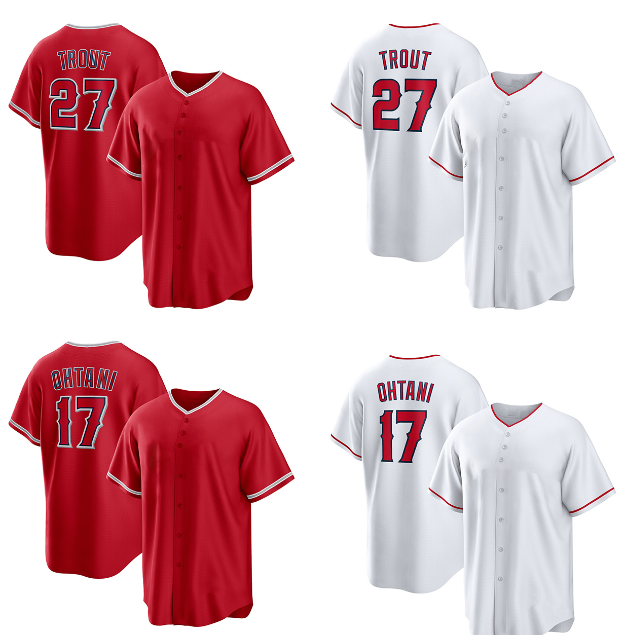 

17 OHTANI 2023 baseball jerseyS 27 TROUT 7 URIAS 20 WALSH yakuda local online store fashion Dropshipping Accepted Cool Base Jersey wear, Red 27 trout