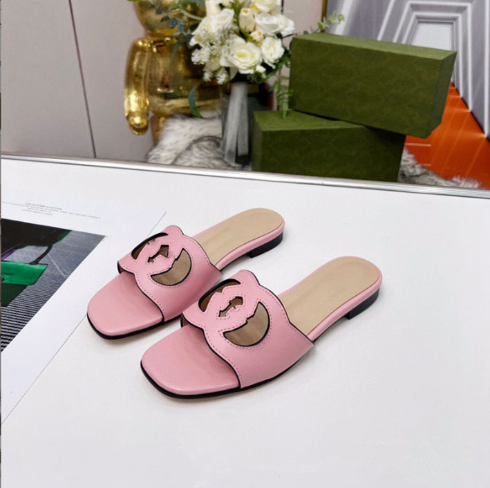 

Platform Slippers For Womens Ladies Leather Designer Slides Sliders taupe Triple Black Flats Mules Scuffs Man Sandal Loafers Shoes Interlocking Hollow Low Heels