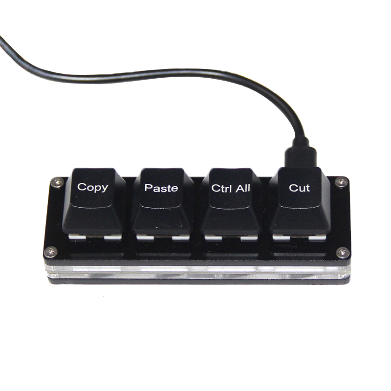 Office Shortcut Keypad Keychron 4-Key Green Axis Copy Paste Select All Cut Mini USB Mechanical Keyboard Blue Switch ABS Keycaps-image-852592089