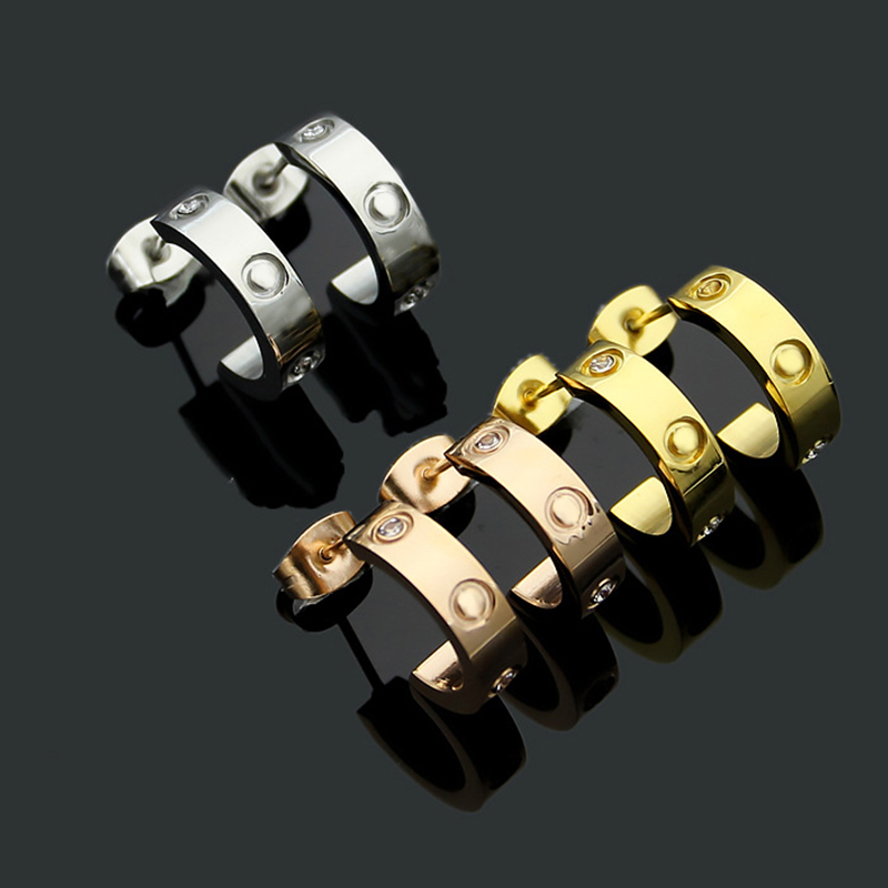 

2023 Brand 18k Gold Screw Hoop Earrings Women's Fashion Luxury Half Round Full Screw Open Love Earrings High Quality Designer Earrings