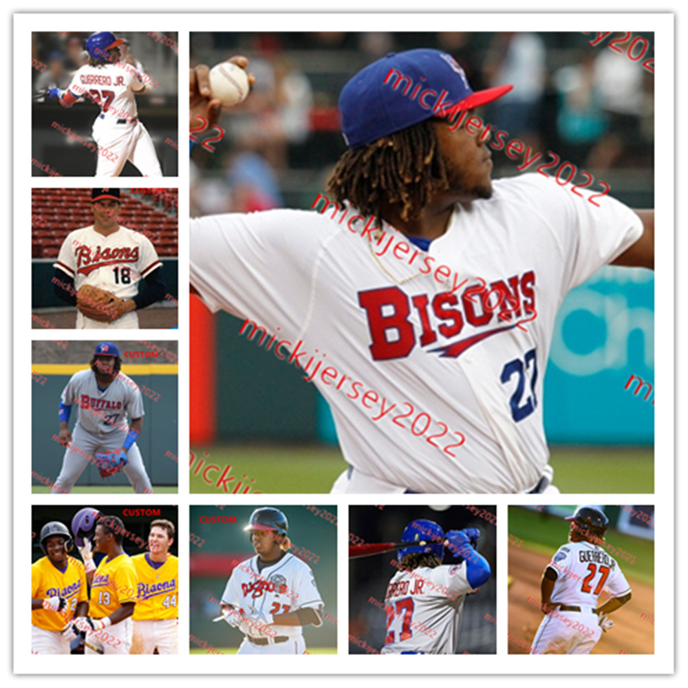 

Vladimir Guerrero Jr. Buffalo Bisons Baseball Jersey Custom Stitched Nick Allgeyer Bowden Francis Adrian Hernandez Hayden Juenger Matt Peacock Buffalo Jerseys, Grey