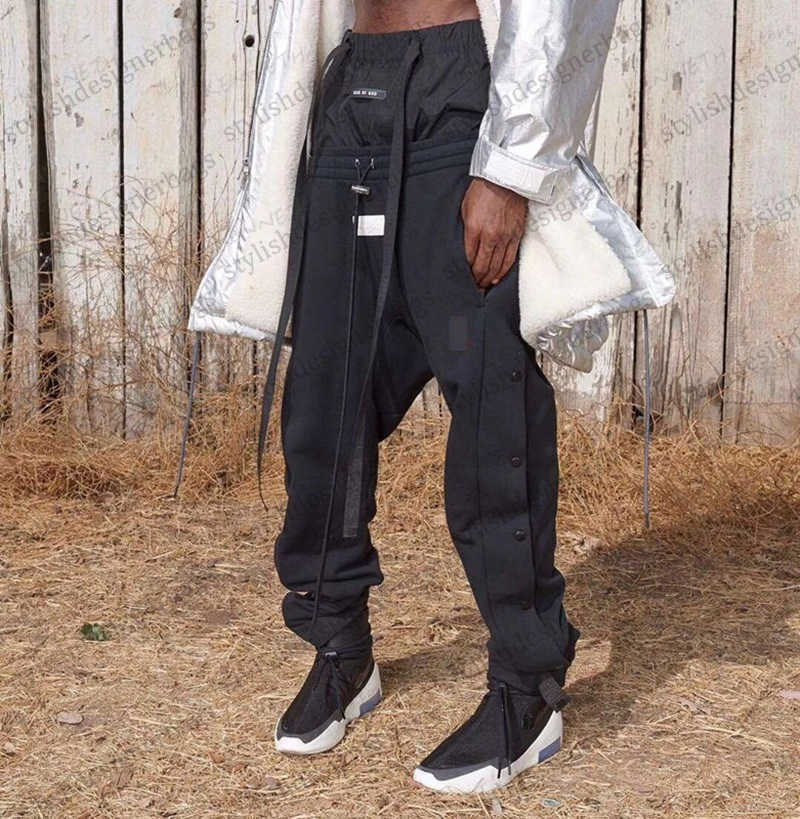 

Men' Pants FOG AIR co-branded first generation breasted casual pants ins sports large terry pants T230322, Black