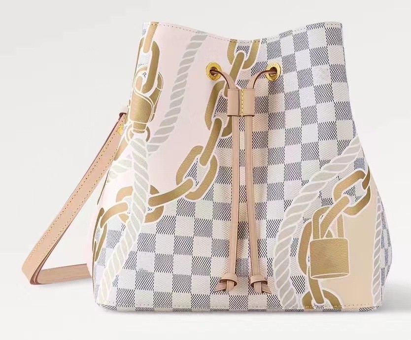 

2023 New Bucket Bag White Checkerboard Color Chain Graffiti N40474 Medium Handbag