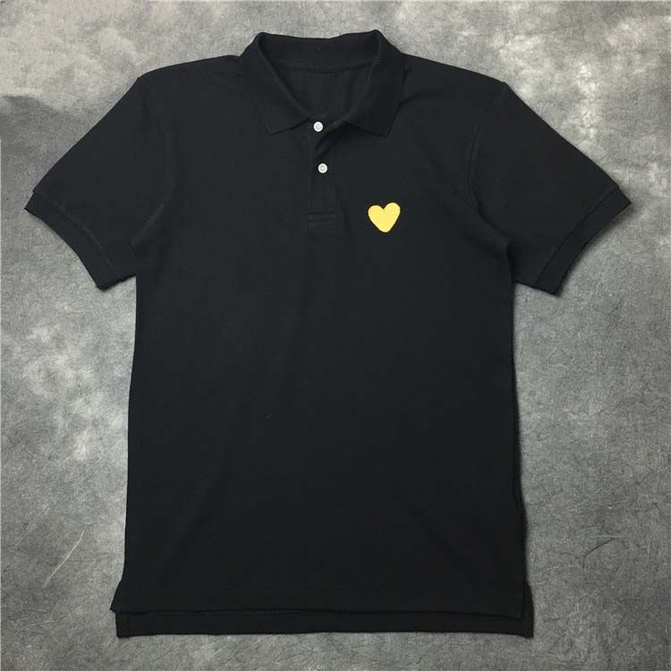 

Men's T-Shirts European American and Japanese Fashion Brand Classic Black with gold Heart Polo Shirt Short Sleeve Couple Embroidered Cotton Men and Women T-Shirts, 01