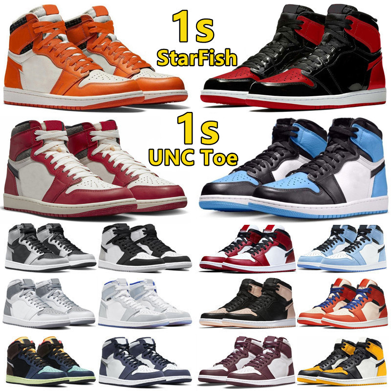 

UNC Toe 1 1s Mens Basketball Shoes Bred Patent Chicago Lost Found StarFish Shadow 2.0 Lucky Green True Blue Dark Mocha Men Women Trainers Sports Sneakers Sneaker 36-47, Color#45