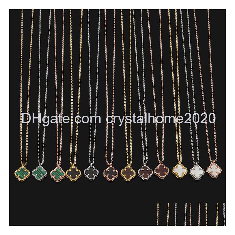 

Pendant Necklaces Womens Luxury Designer Necklace Fashion Mini Flowers Fourleaf Clover 18K Gold Stainless Steel J Otrh7