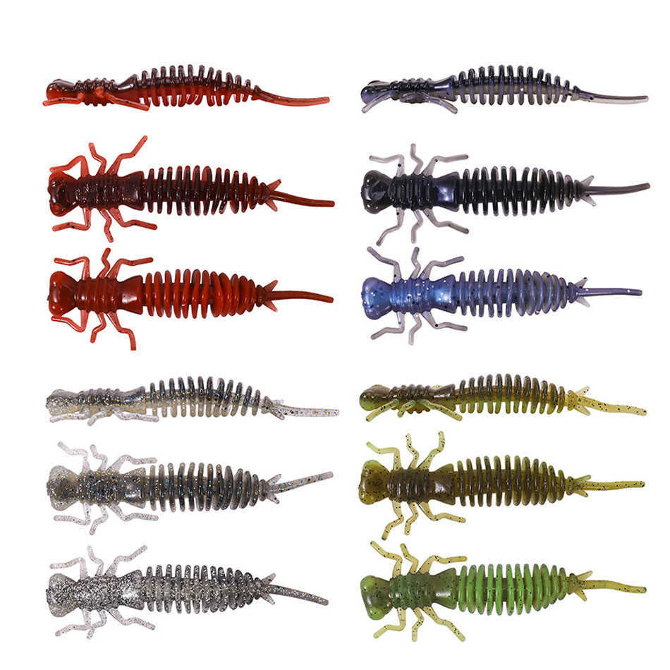 

10pcs New Soft Bait Larva 55mm 75mm 100mm Soft Lure Worm Leurre Peche Jigging Lure Fishing Tackle Soft Lure For Fishing