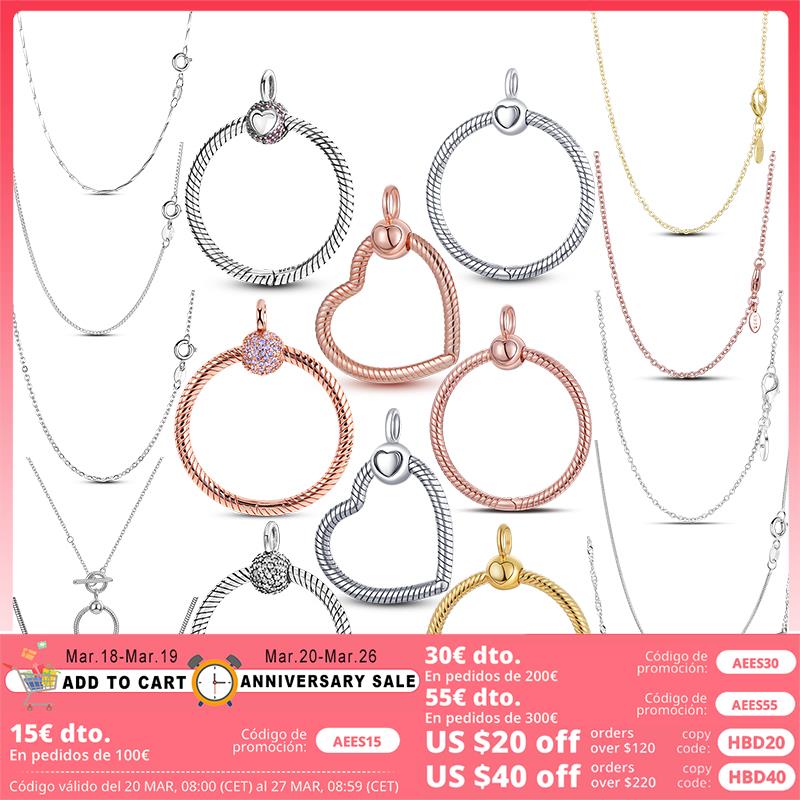 

925 siver beads charms for pandora charm bracelets designer for women Moment Heart Pendant O Charms Original Basic Chain Fit Necklace DIY Anniversary