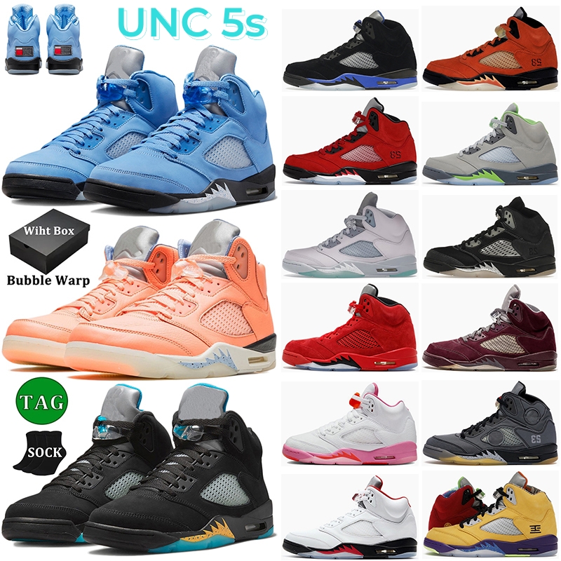 

With Box 5 men basketball Shoes 5s UNC Racer University Blue Aqua Crimson Bliss Green Bean Dark Concord Black Metallic Moonlight mens trainers sports sneakers, 18