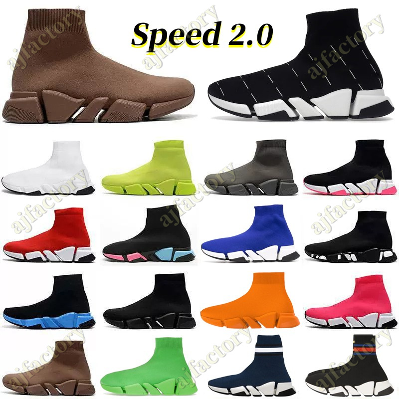 

2023 Speeds 2.0 Shoe Platform Sneaker Men Women Designer Tripler Paris Socks Boots Black White Blue Light Sliver Brown Ruby Graffiti Vintage Beige Pink Trainers, 19