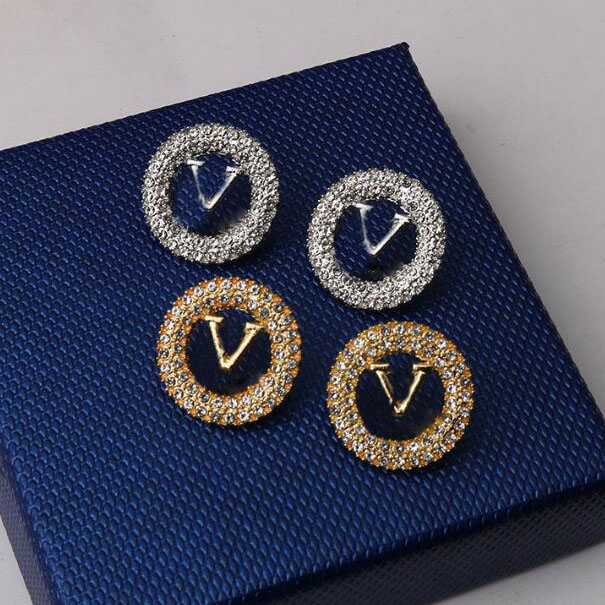 

18color 18K Gold Plated Double Letters Stud Earrings Fashion Studs Pentagram Classic Design Earring Party Wedding Engagement Lovers Gift Jewelry Wholesale